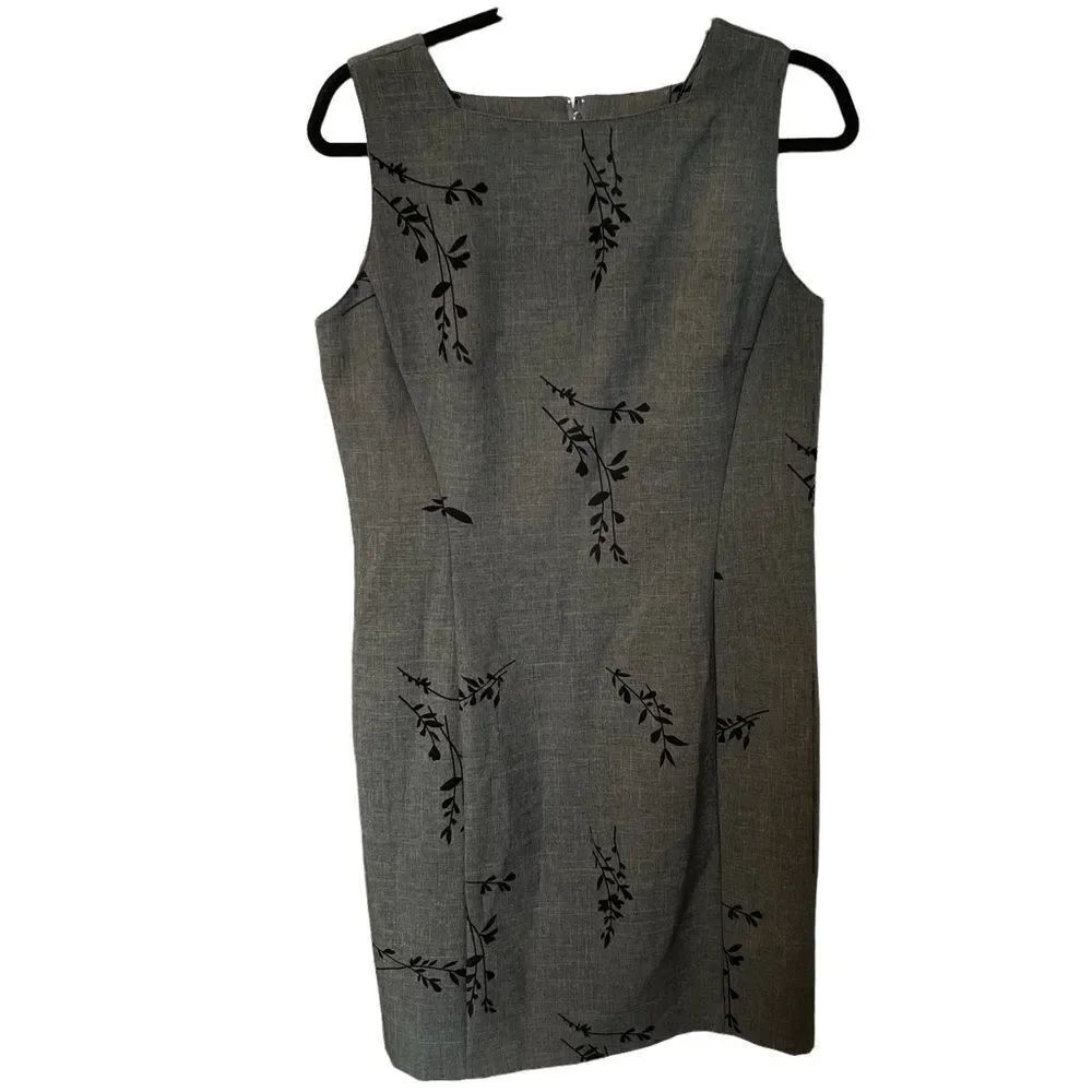 AB Studio Jumper Dress Size 10 gray with black stems and leaves beautiful